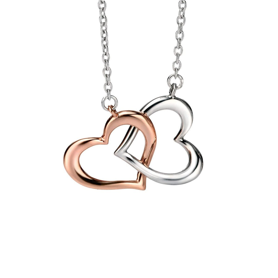 Fiorelli Sterling Silver Two-Tone Interlocking Heart Necklace