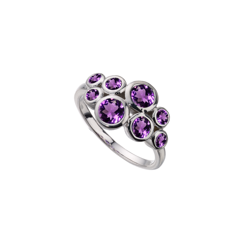 9ct White Gold Amethyst Bubble Ring