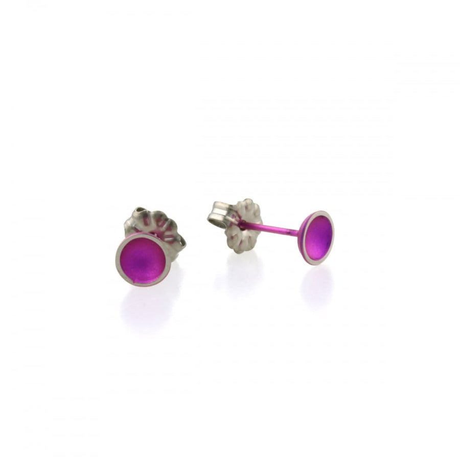 Ti2 Titanium Concave Stud Earrings - Candy Pink