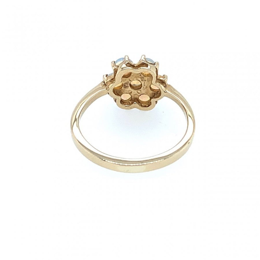 9ct Yellow Gold Opal Flower Design Ring
