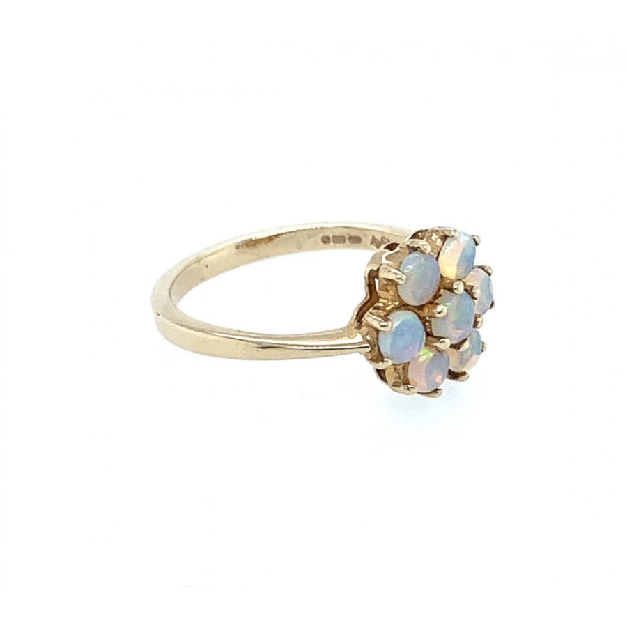 9ct Yellow Gold Opal Flower Design Ring