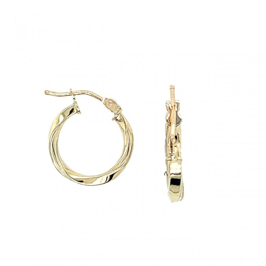 9ct Yellow Gold Small Twisted Hoop Earrings
