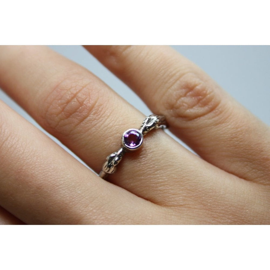 Bensons Originals 9ct White Gold Amethyst Double Signature Mouse Ring