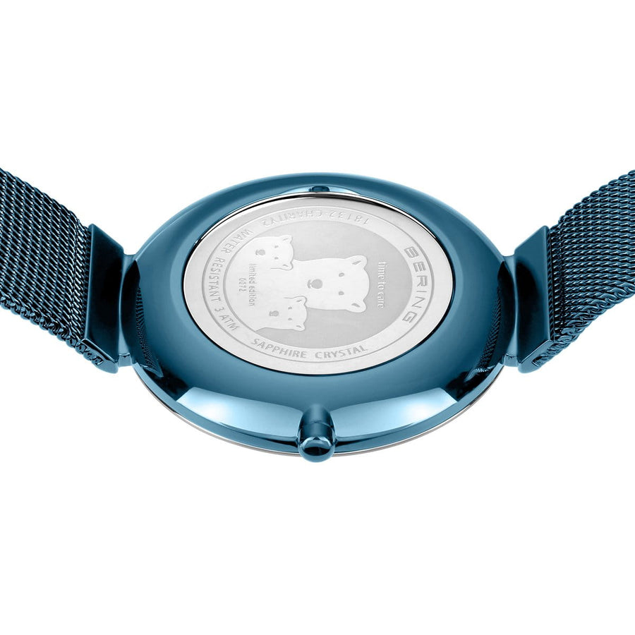 Bering Ladies Polished Diamond Set Blue Charity Watch