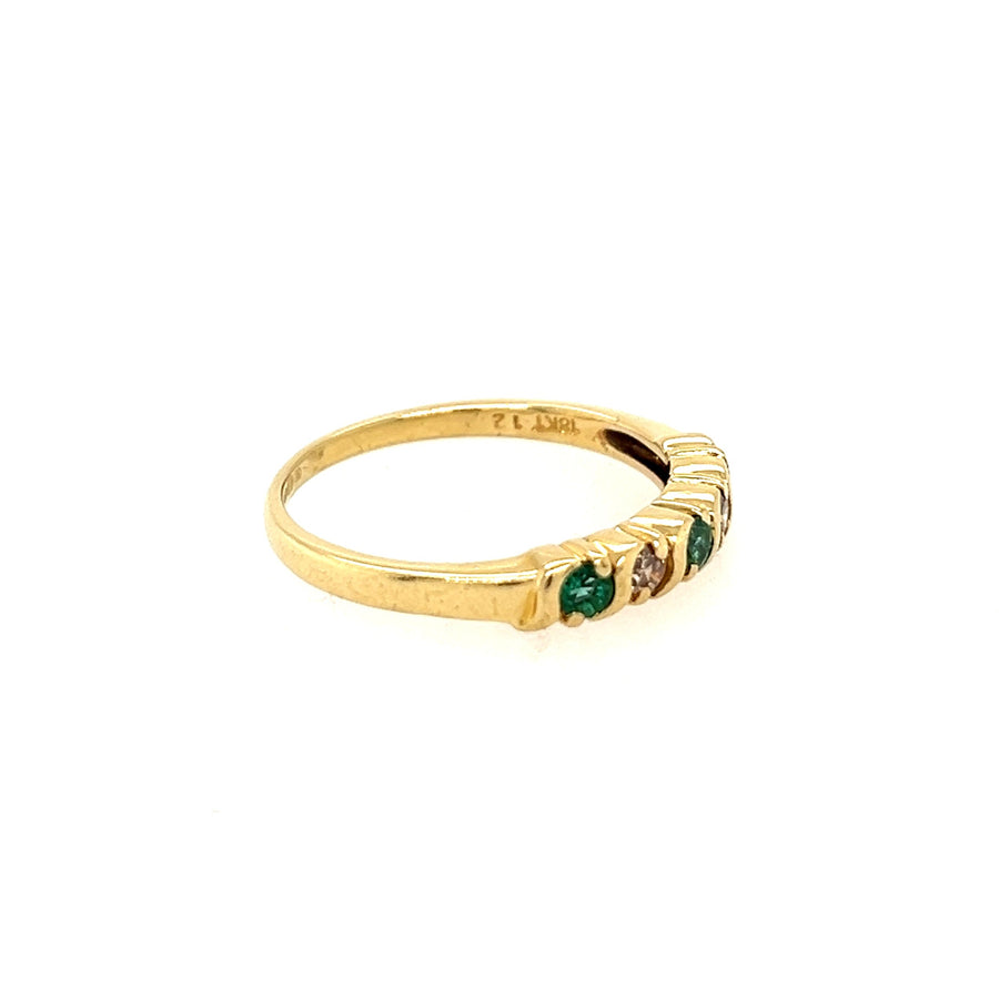 Previously Owned 18ct Yellow Gold Emerald & Diamond Half Eternity Ring