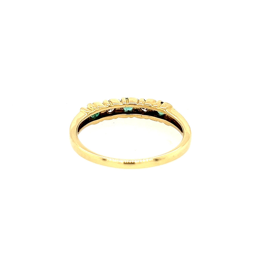 Previously Owned 18ct Yellow Gold Emerald & Diamond Half Eternity Ring