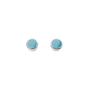 Sterling Silver Small Round Synthetic Turquoise Stud Earrings