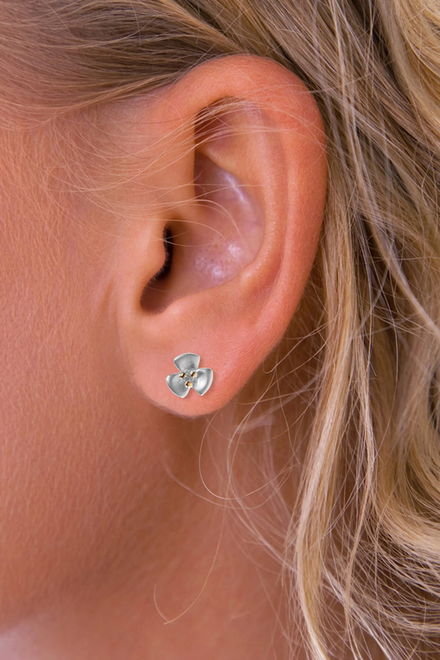 Nina Breddal Sterling Silver Small CZ Flower Stud Earrings