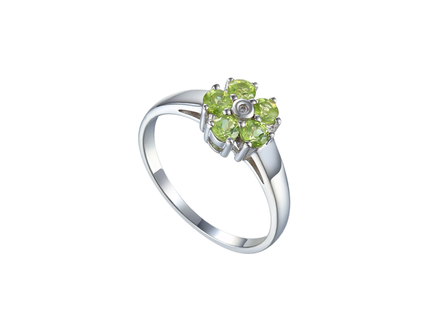Amore Argento Sterling Silver Daisy Peridot Ring