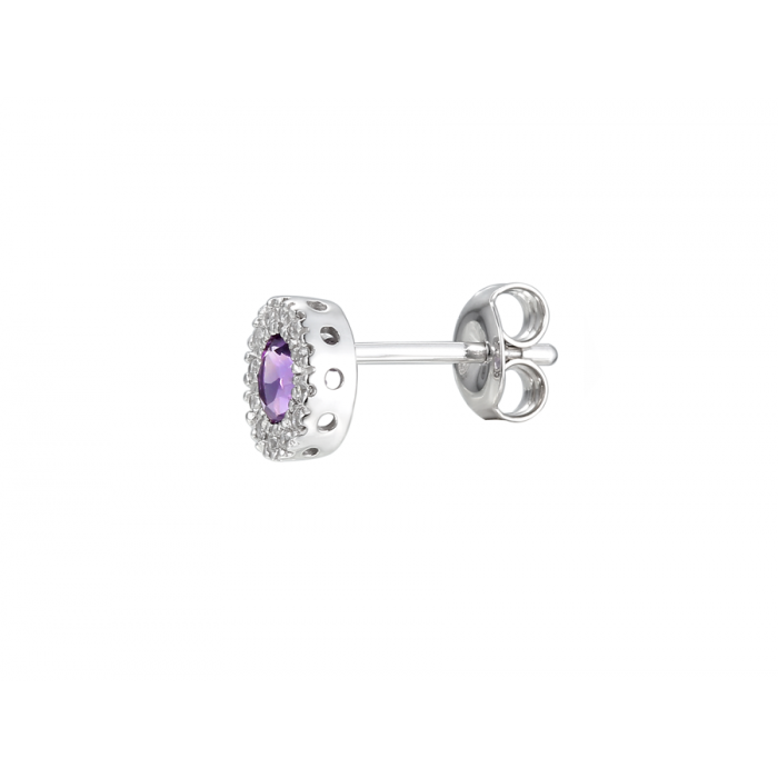 Amore Argento Sterling Silver Amethyst & CZ Cluster Earrings