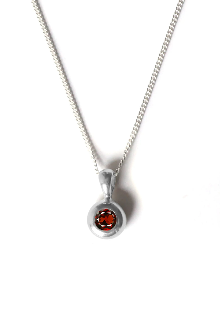 Nina Breddal Sterling Silver Round Garnet Necklace