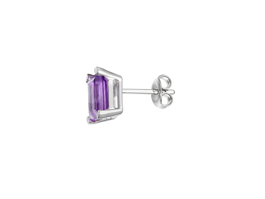 Amore Argento Sterling Silver Amethyst Octagon Earrings