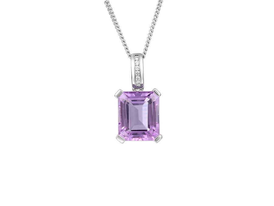 Amore Argento Sterling Silver Amethyst & CZ Necklace