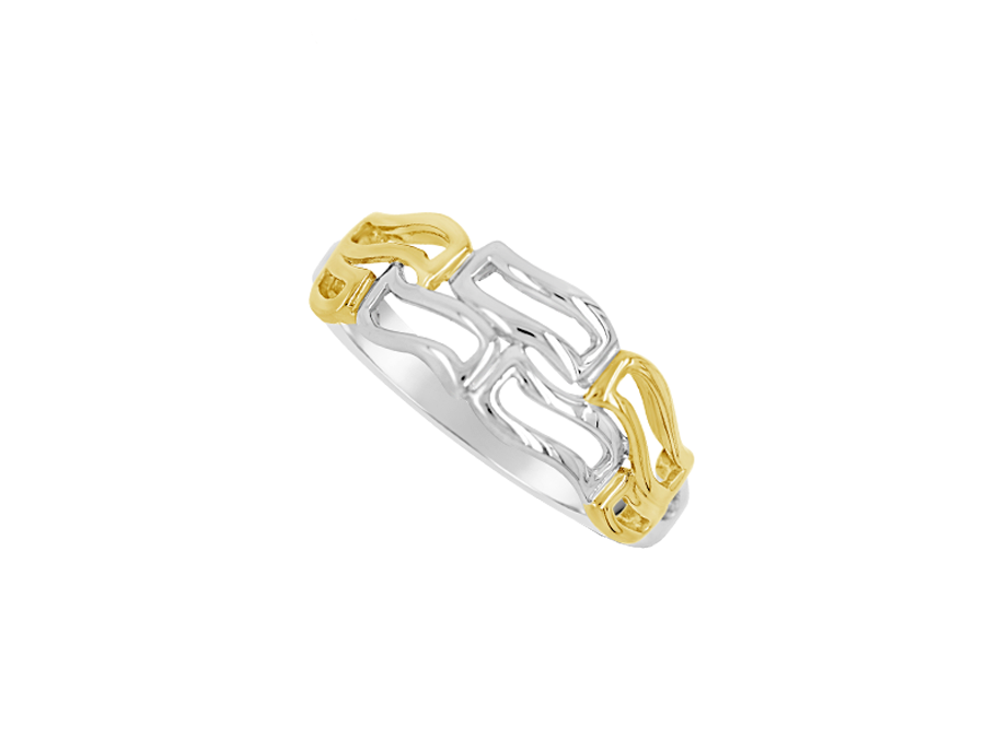 9ct White and Yellow Gold Open Wave Ring
