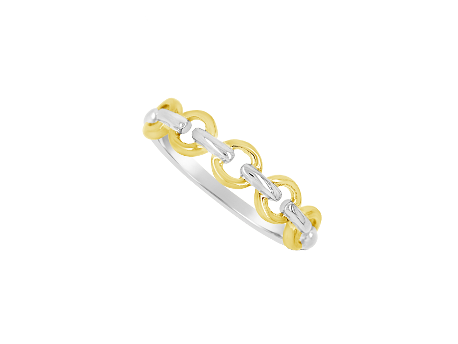 9ct White and Yellow Gold Chain Link Ring