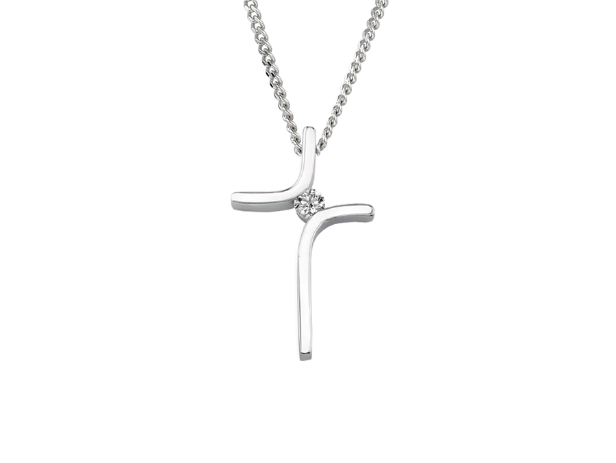 Amore Argento Sterling Silver CZ Cross Necklace