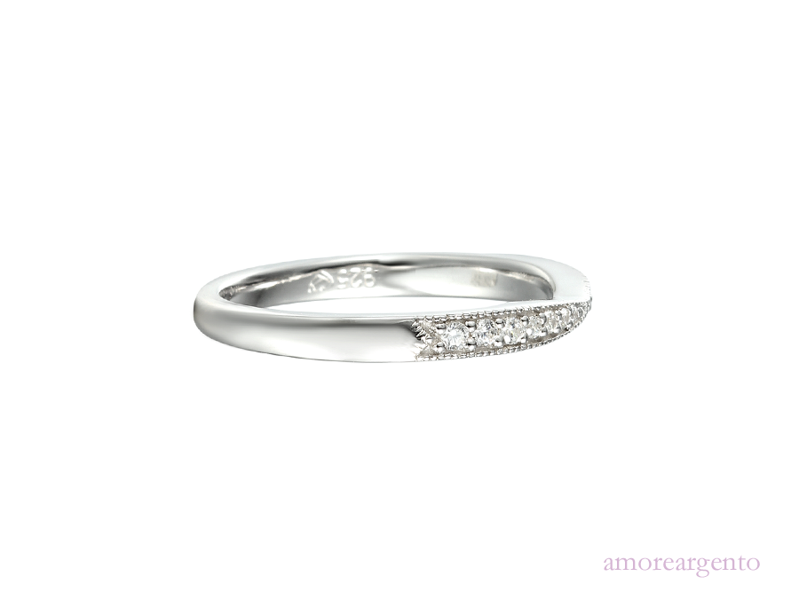 Amore Argento Sterling Silver CZ Cut-Out Half Eternity Ring