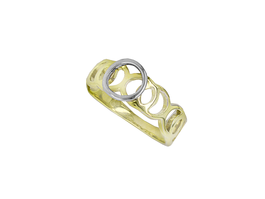 9ct White and Yellow Gold Overlapping Circles Ring