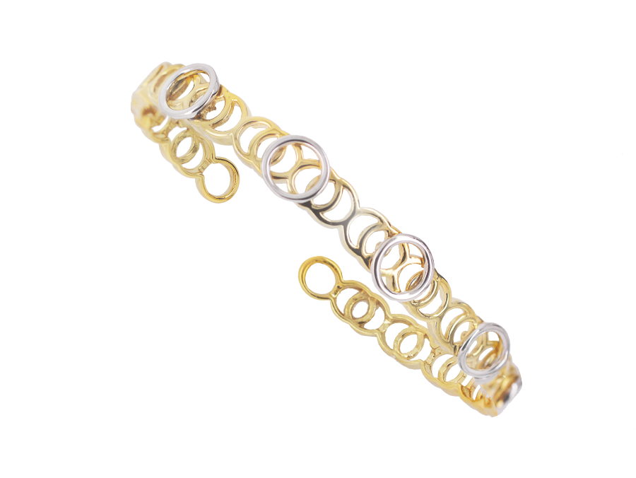 9ct Yellow & White Gold Overlapping Open Circles Bangle