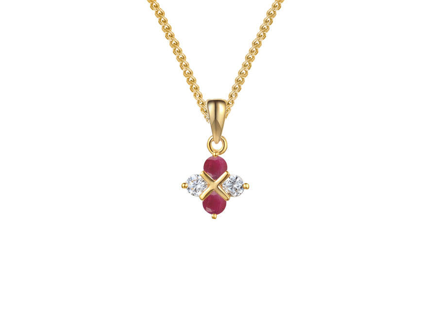 9ct Yellow Gold Ruby and Diamond Necklace
