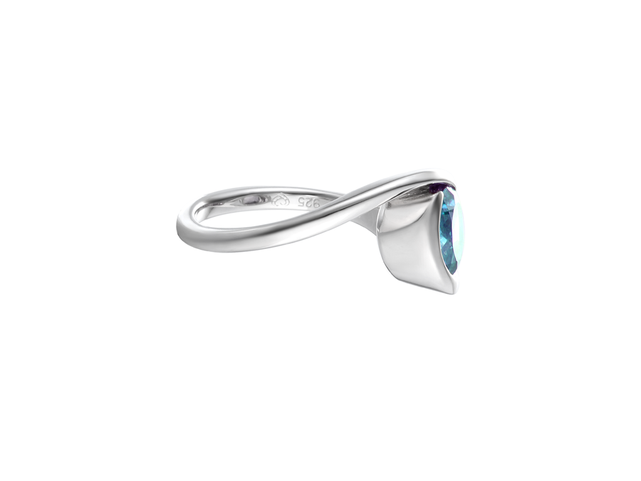 Amore Argento Silver Blue Topaz Swirl Ring