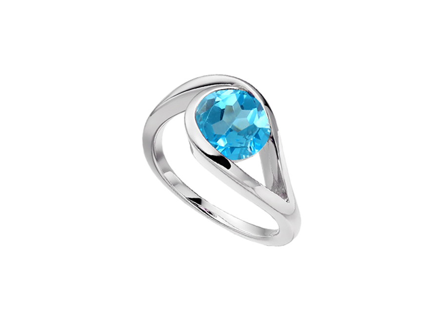 Amore Argento Silver Blue Topaz Swirl Ring