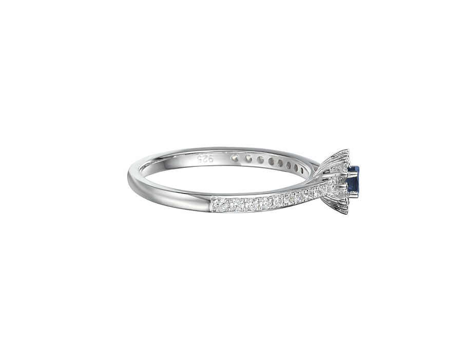 Amore Argento Sterling Silver Sapphire & CZ Cluster Ring
