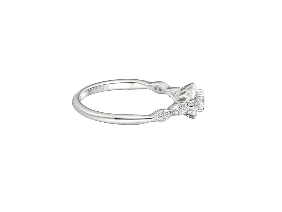 Amore Argento Sterling Silver CZ Halo Cluster Ring
