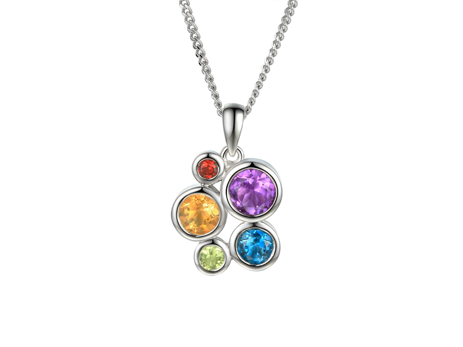 Amore Argento Silver Mixed Gemstone Necklace