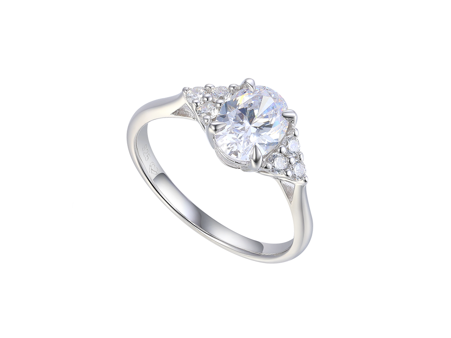 Amore Argento Sterling Silver CZ Cluster Ring