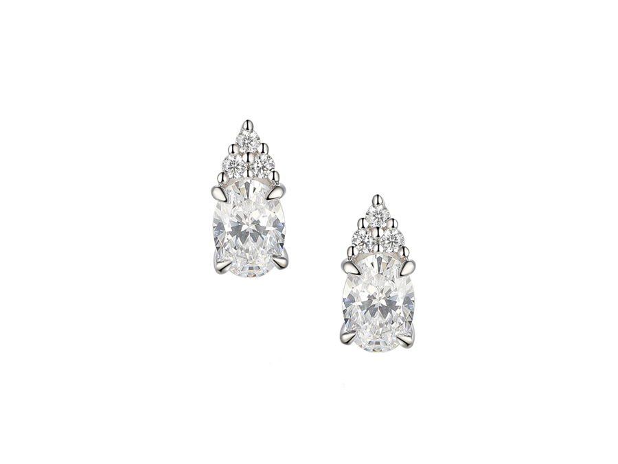 Amore Argento Silver CZ Cluster Stud Earrings