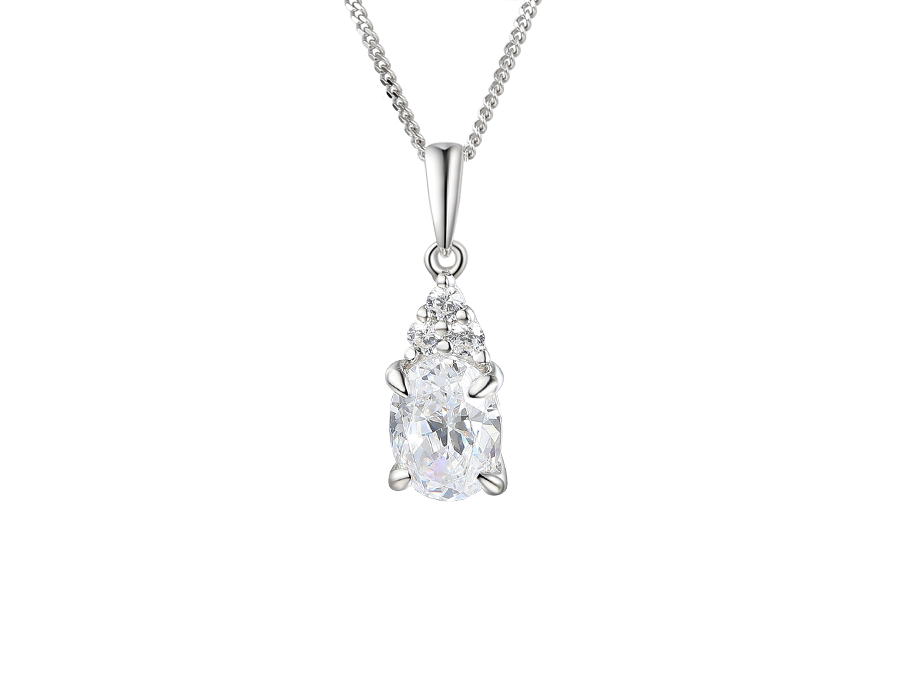 Amore Argento Silver CZ Cluster Necklace