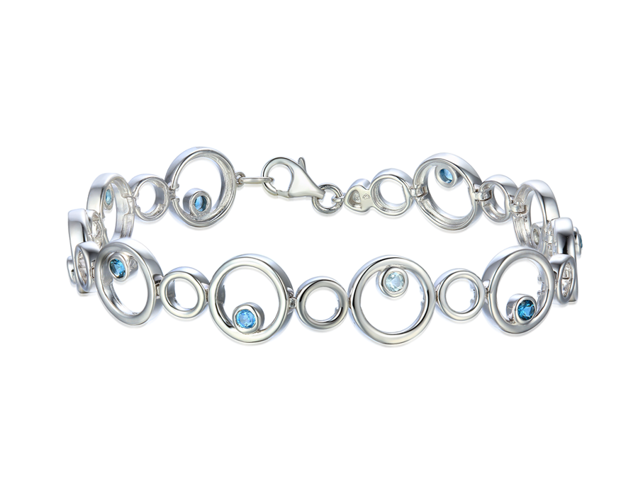 Amore Argento Silver Blue Topaz Circle Link Bracelet