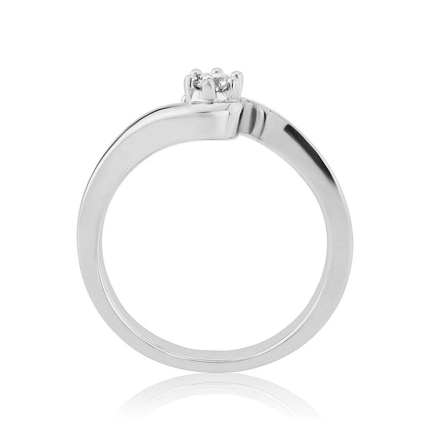 9ct White Gold 0.15ct Diamond Twist Engagement Ring
