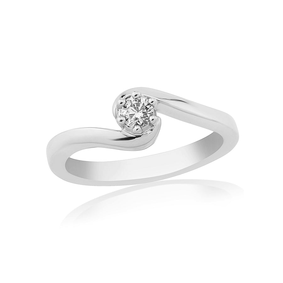 9ct White Gold 0.15ct Diamond Twist Engagement Ring