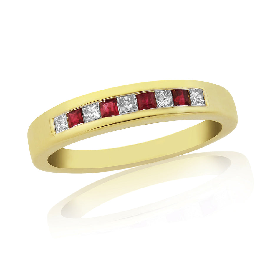 9ct Yellow Gold Ruby & Diamond Eternity Ring