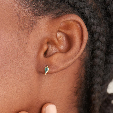 Ania Haie Gold Teal Sparkle Emblem Single Barbell Earring