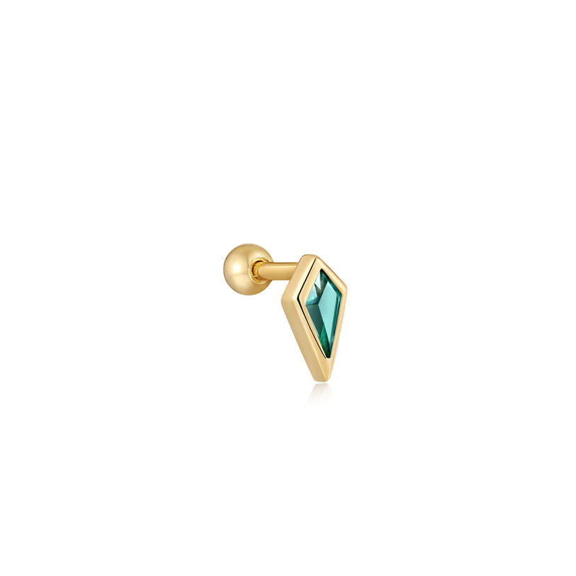 Ania Haie Gold Teal Sparkle Emblem Single Barbell Earring
