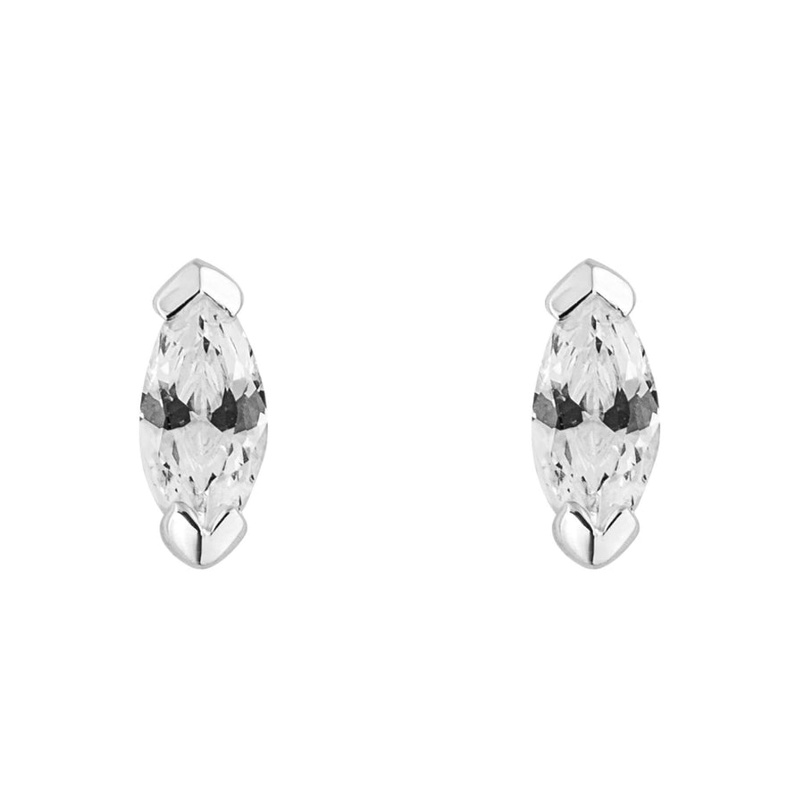 Sterling Silver Small Marquise CZ Stud Earrings