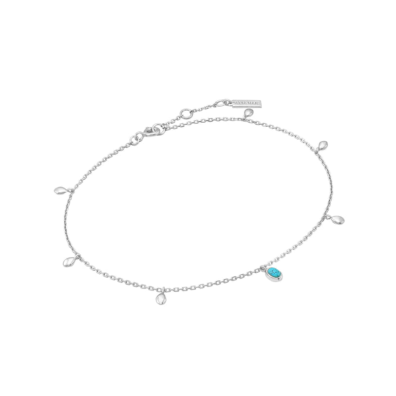 Ania Haie Sterling Silver Turquoise Drop Anklet