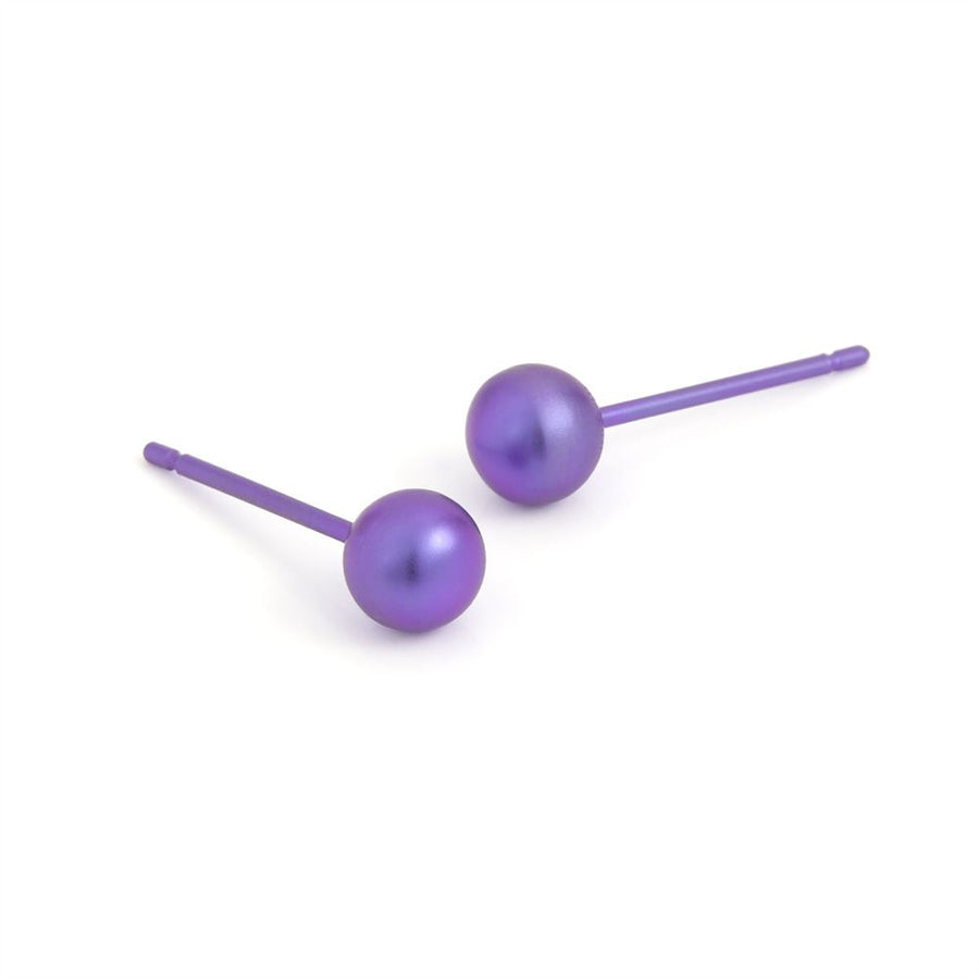 Titanium Purple 5mm Bead Stud Earrings