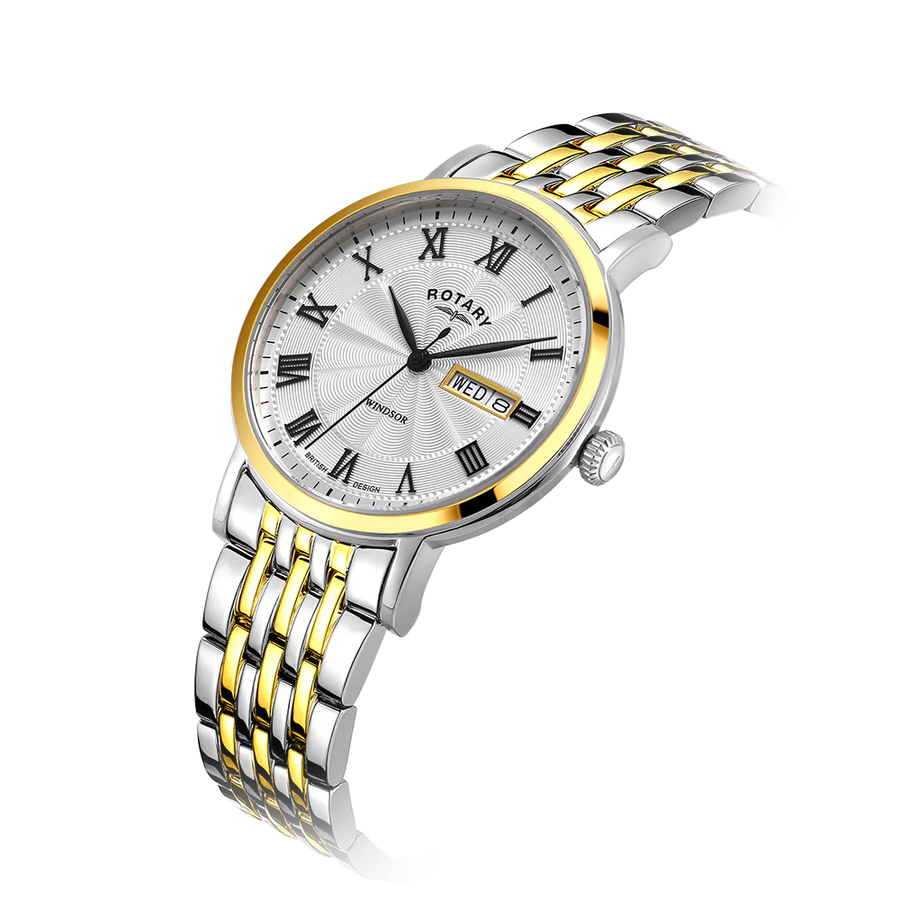 Rotary Gents Two-Tone Guilloche Dial 'Windsor' Watch