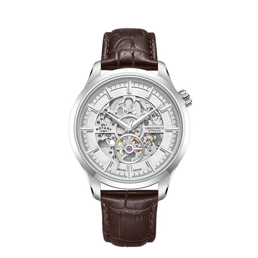 Rotary Steel Gents Automatic Skeleton Watch