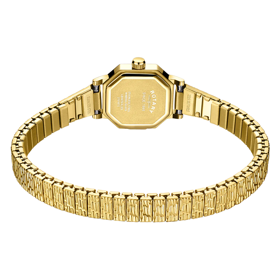 Rotary Ladies Octagonal Gold Plated Expanding Bracelet Watch