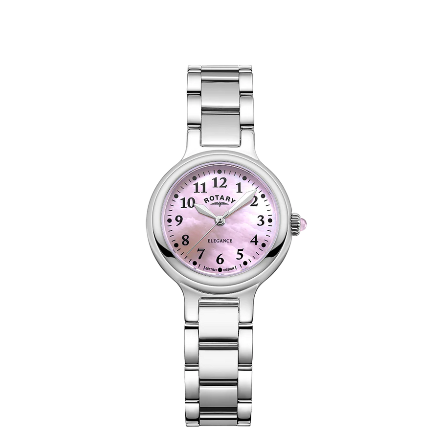 Rotary Ladies Steel 'Elegance' Pink Mother of Pearl Dial Watch