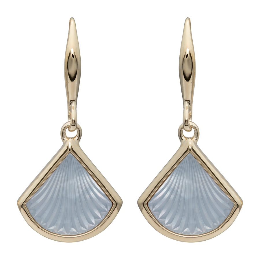 Sterling Silver Gold Plated Mother-of-Pearl Shell Drop Earrings