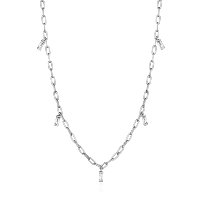 Ania Haie Sterling Silver CZ Drop Link Necklace