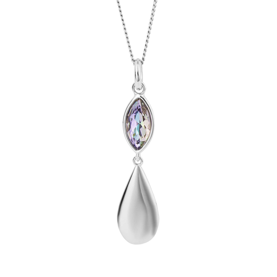 Fiorelli Sterling Silver CZ Pebble Drop Pendant & Chain