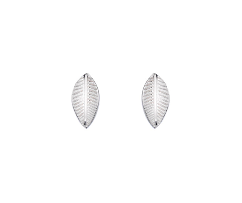 Sterling Silver Leaf Design Stud Earrings