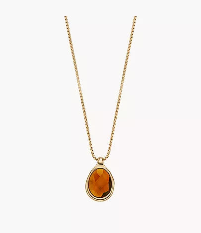 Skagen Yellow-Tone Orange Honey Sea Glass Necklace